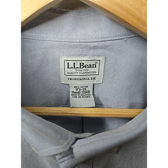 L.L. Bean Dress Shirt Mens 17.5-35 Light Blue Traditional Fit Button Down Mint - Picture 5 of 8